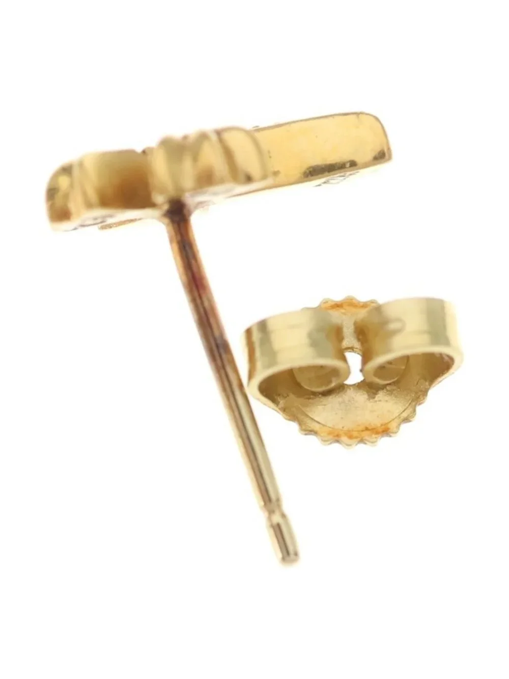 Chrome Hearts 22k CH Crs 2 Fat P Dia CH Crossfat Stud Earrings Pave Diamond Gold